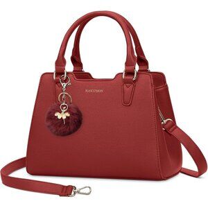 Women Red PU leather Top-Handle Waterproof Anti Theft Leather Purse Handbag